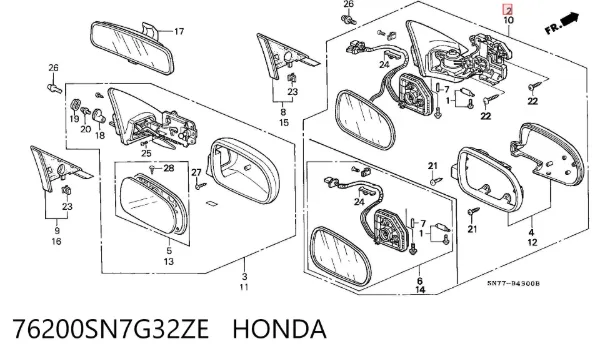 Дзеркало праве Honda Accord V