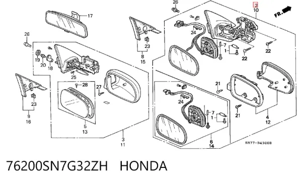 Дзеркало праве 76200SN7G32ZH Honda