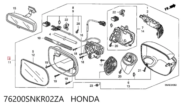 Дзеркало праве 76200SNKR02ZA Honda