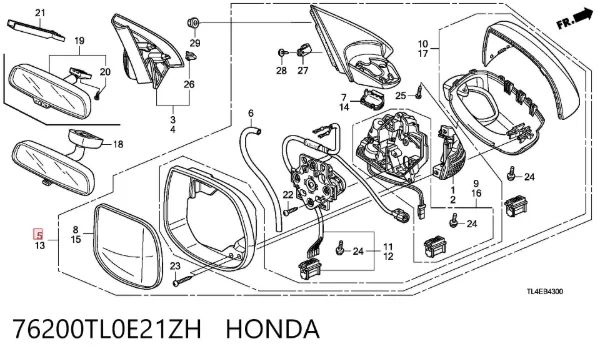 Дзеркало праве 76200TL0E21ZH Honda