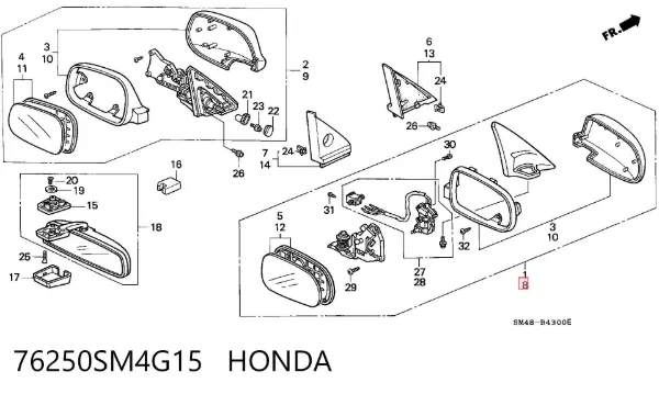 Ліве бокове дзеркало 76250SM4G15 Honda