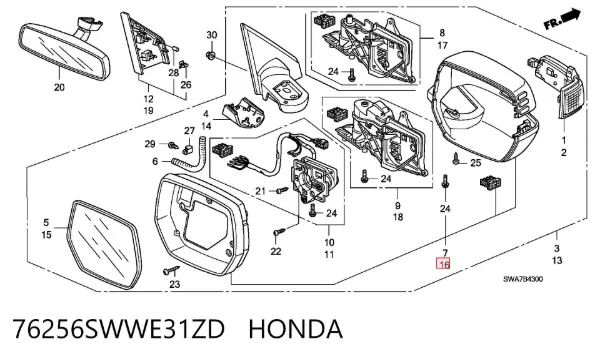  76256SWWE31ZD Honda