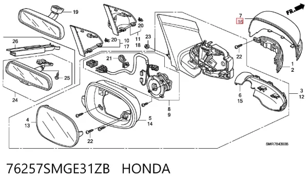  76257SMGE31ZB Honda