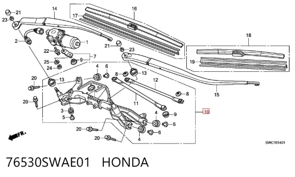 Трапеція двірників 76530SWAE01 Honda