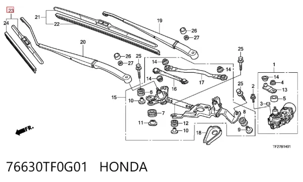Задня щітка 76630TF0G01 Honda