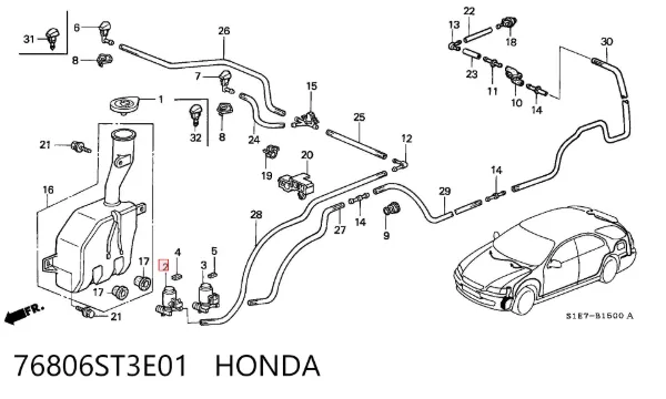 Моторчик омивача 76806ST3E01 Honda
