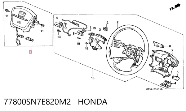 Подушка безпеки, водійська, AIRBAG 77800SN7E820M2 Honda