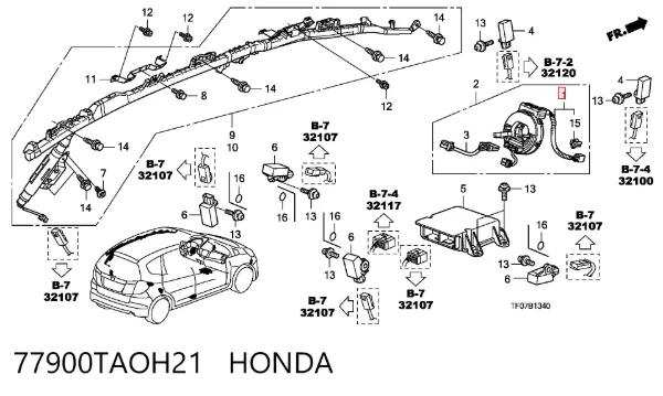 Шлейф керма 77900TAOH21 Honda