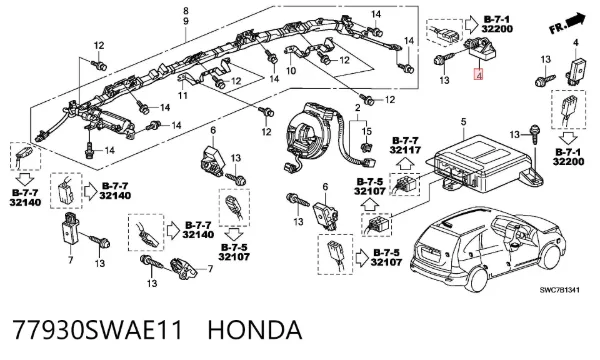 Датчик удару 77930SWAE11 Honda