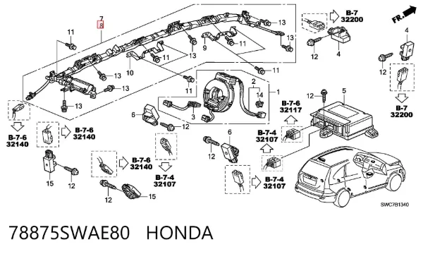 Подушка безпеки, збоку, ліва, AIRBAG 78875SWAE80 Honda
