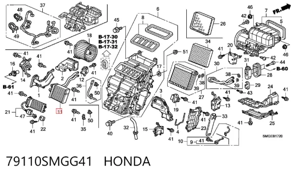 Радіатор пічки 79110SMGG41 Honda