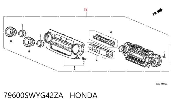 Блок управління кондиціонером 79600SWYG42ZA Honda