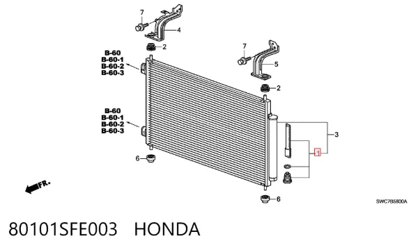 Ресивер-осушувач кондиціонера 80101SFE003 Honda