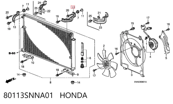 Супорт радіатора верхній/монтажна панель кріплення фар 80113SNNA01 Honda