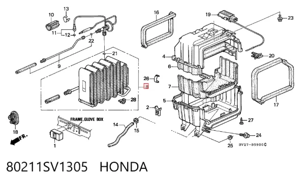 Випаровувач кондиціонера Honda Accord V