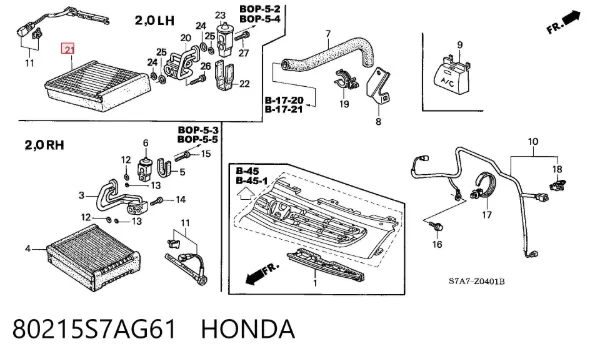 Випаровувач кондиціонера 80215S7AG61 Honda