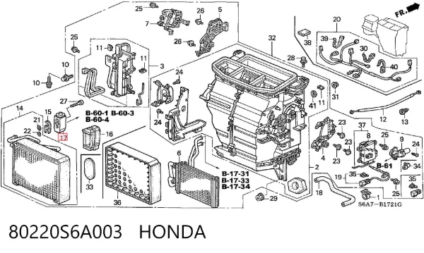 Клапан TRV, кондиціонера 80220S6A003 Honda