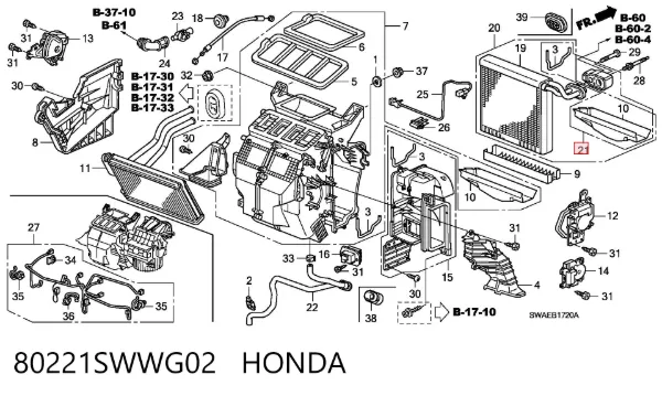 Клапан TRV, кондиціонера 80221SWWG02 Honda