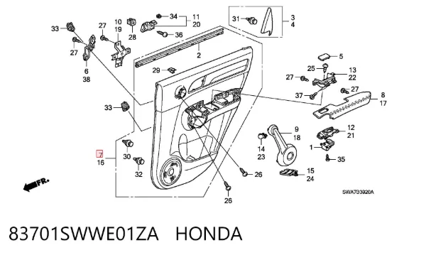  83701SWWE01ZA Honda