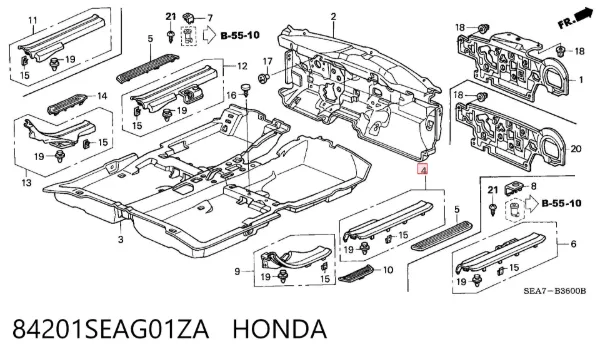 Накладка дверного порогу внутрішня, передня права 84201SEAG01ZA Honda
