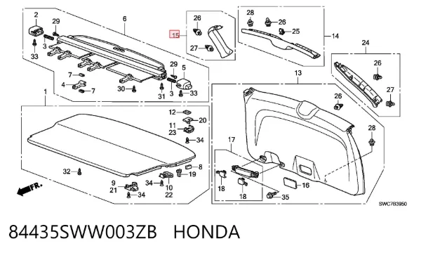 Обшивка-облицювання кришки багажника 84435SWW003ZB Honda