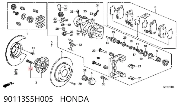 Шпилька колісна, задня 90113S5H005 Honda