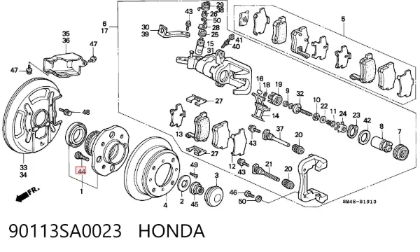 Шпилька колісна, задня 90113SA0023 Honda