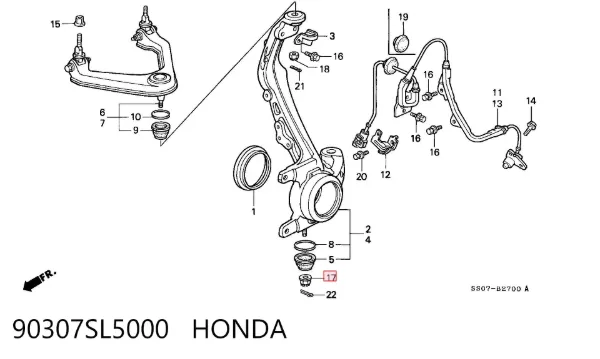 Гайка шарової опори передньої підвіски 90307SL5000 Honda