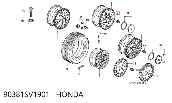 Колісні гайки 90381SV1901 Honda