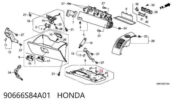  90666S84A01 Honda