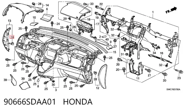 Пістон (кліп) кріплення підкрилки переднього крила 90666SDAA01 Honda