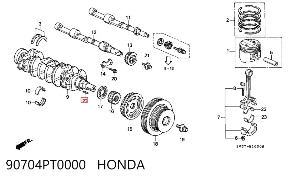 Шпонка коленвала 90704PT0000 Honda