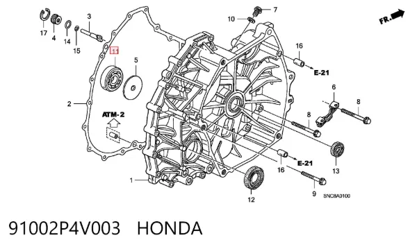 Підшипник вторинного валу коробки 91002P4V003 Honda
