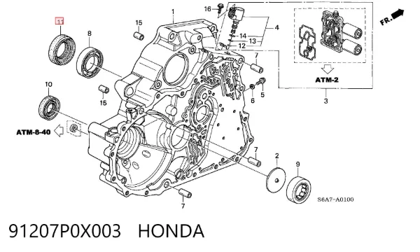 Сальник АКПП/КПП, вхідного/первинного валу 91207P0X003 Honda