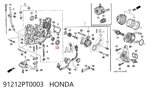 Сальник коленвалу 91212PT0003 Honda