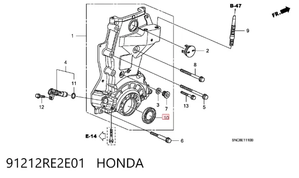 Сальник коленвалу 91212RE2E01 Honda