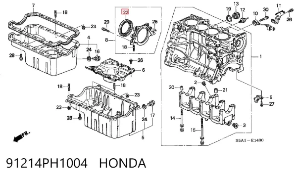 Сальник колінвала задній 91214PH1004 Honda