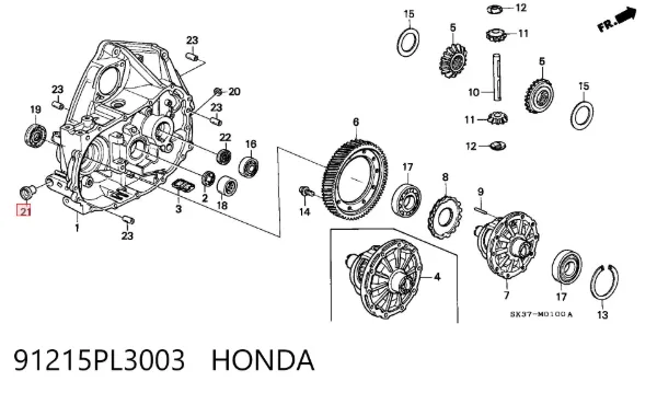 Сальник коробки передач 91215PL3003 Honda