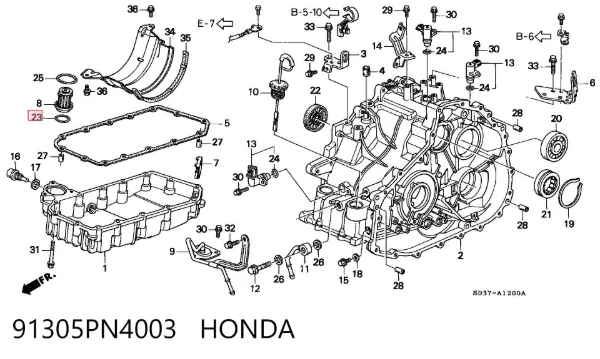 Кільце ущільнювача фільтра АКПП 91305PN4003 Honda