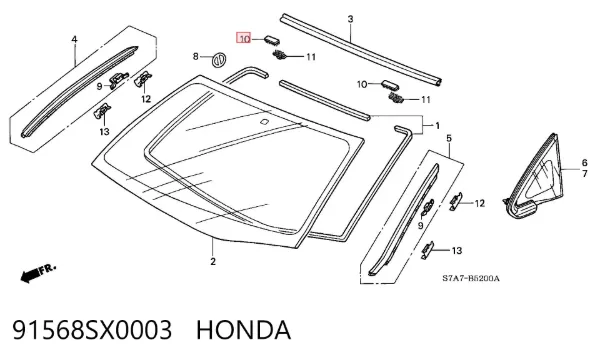 Лобове скло 91568SX0003 Honda
