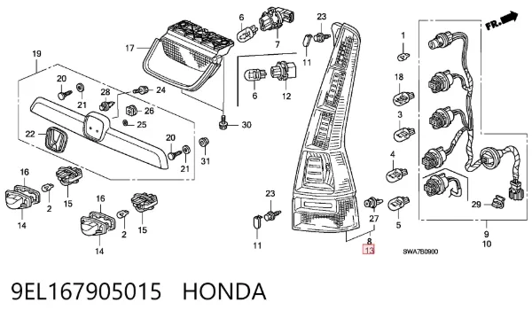 Лівий стоп 9EL167905015 Honda