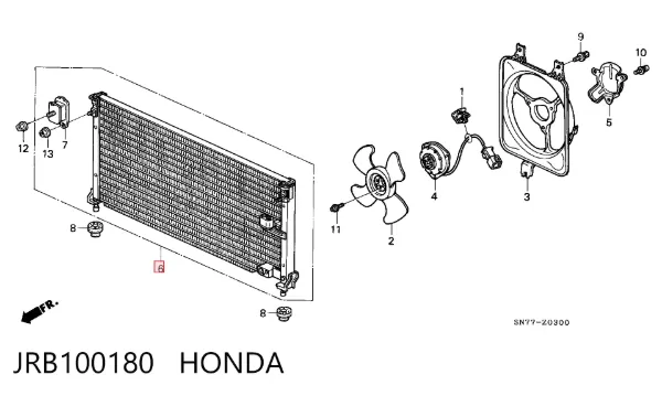 Радіатор кондиціонера JRB100180 Honda