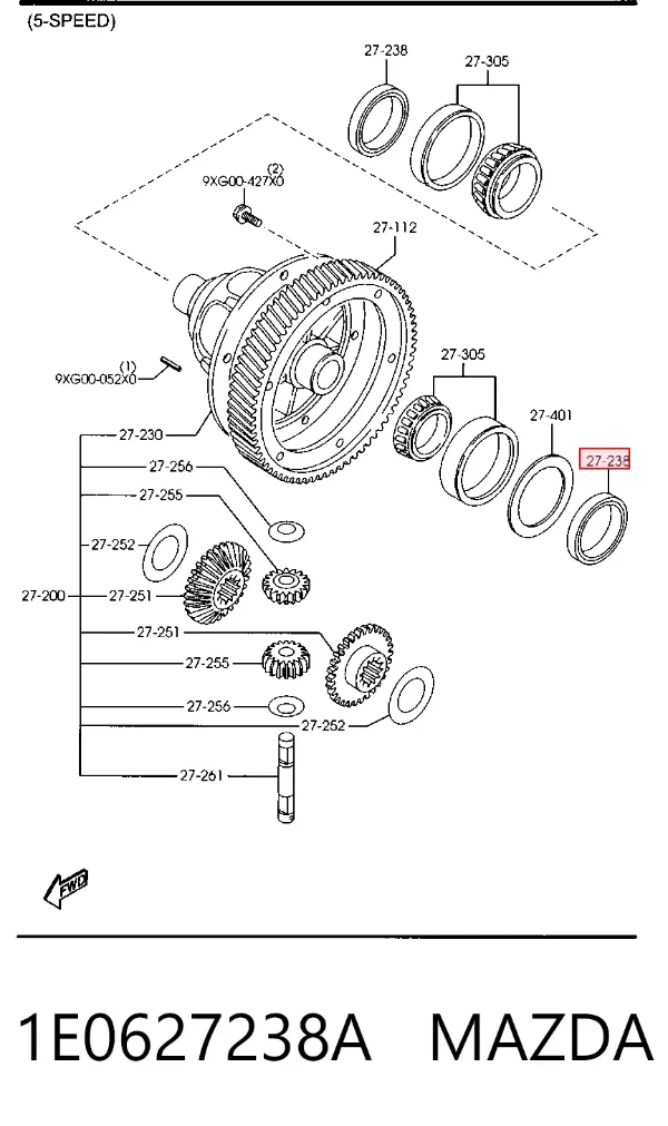Сальник приводу 1E0627238A Mazda