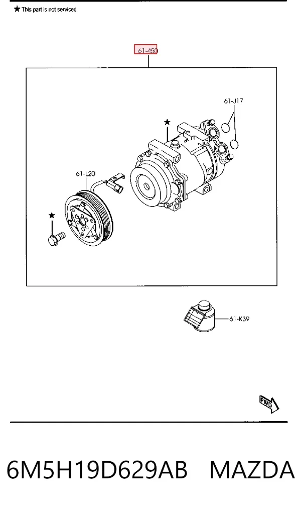 Компресор кондиціонера 6M5H19D629AB Mazda