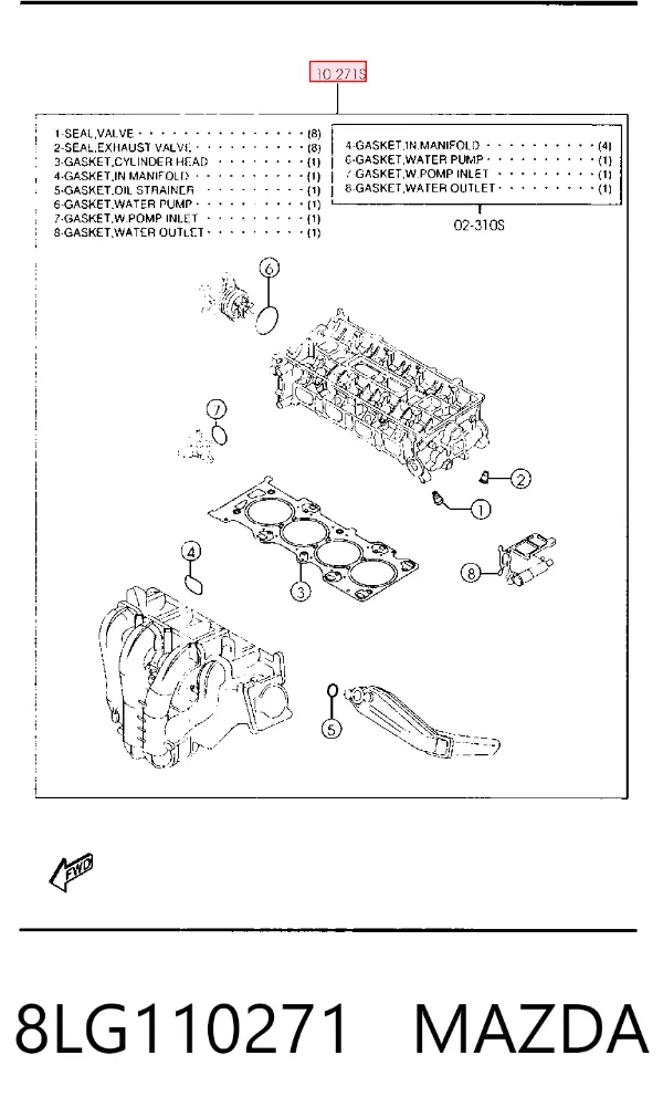 Комплект прокладок 8LG110271 Mazda