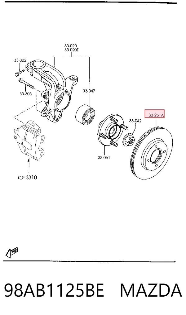 Гальмівні диски передні 98AB1125BE Mazda