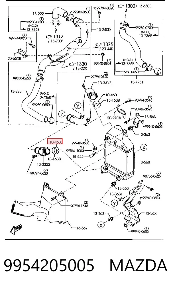 Кільце патрубка турбіни, повітря, що нагнітається 9954205005 Mazda