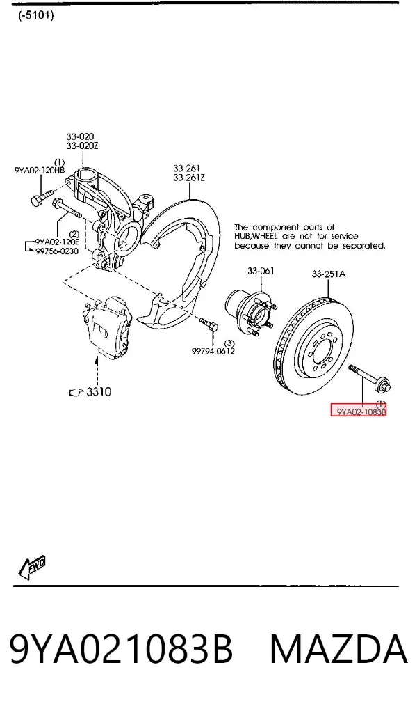 Передня маточина 9YA021083B Mazda