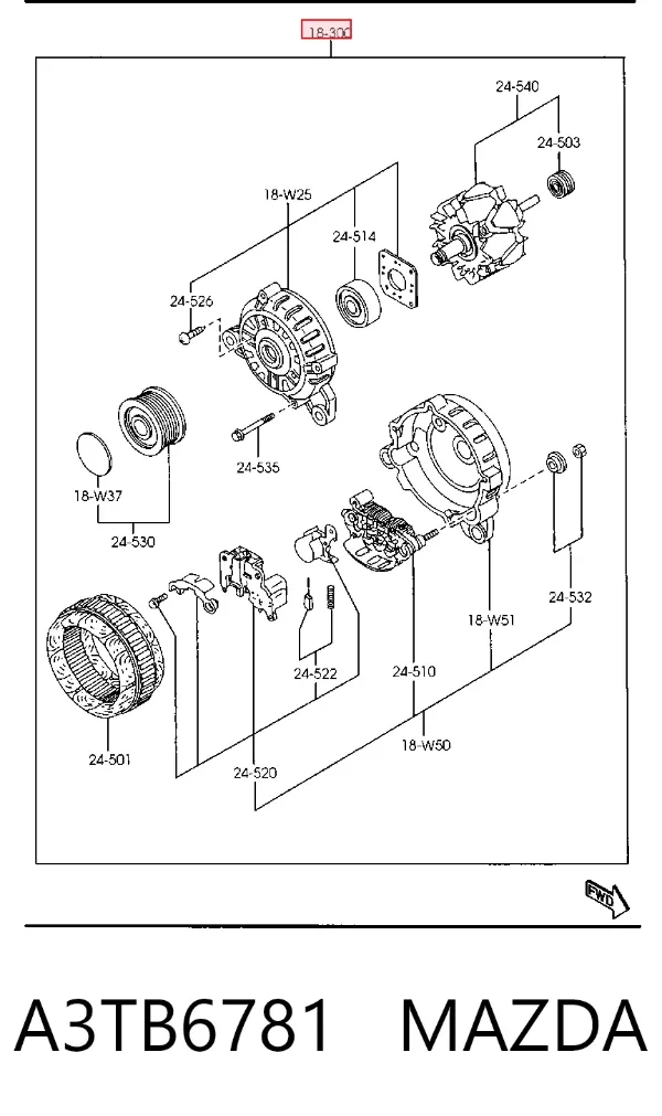 Генератор A3TB6781 Mazda