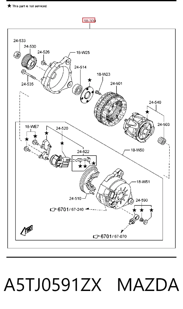 Генератор A5TJ0591ZX Mazda